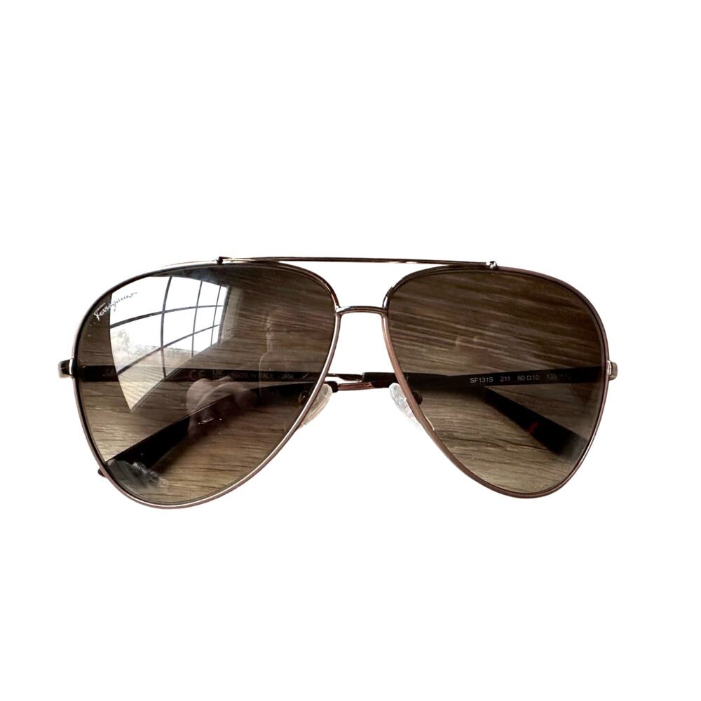 Salvatore Ferragamo Brown Pilot Unisex Sunglasses